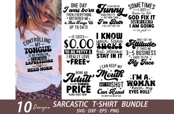 Funny Sarcastic T-shirt Bundle for Crafts and Graphics